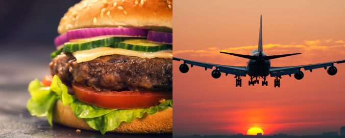 Flying versus meat emissions